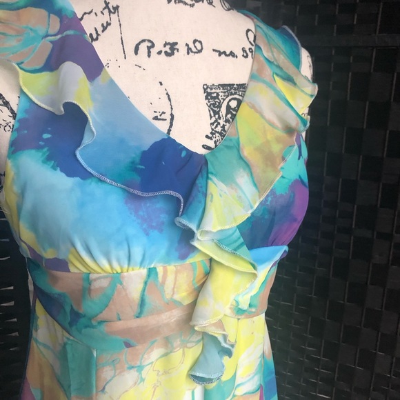 Hype Abstract Floral Ruffle Formal Dress - Girl’s Sz 16 - Picture 2 of 5